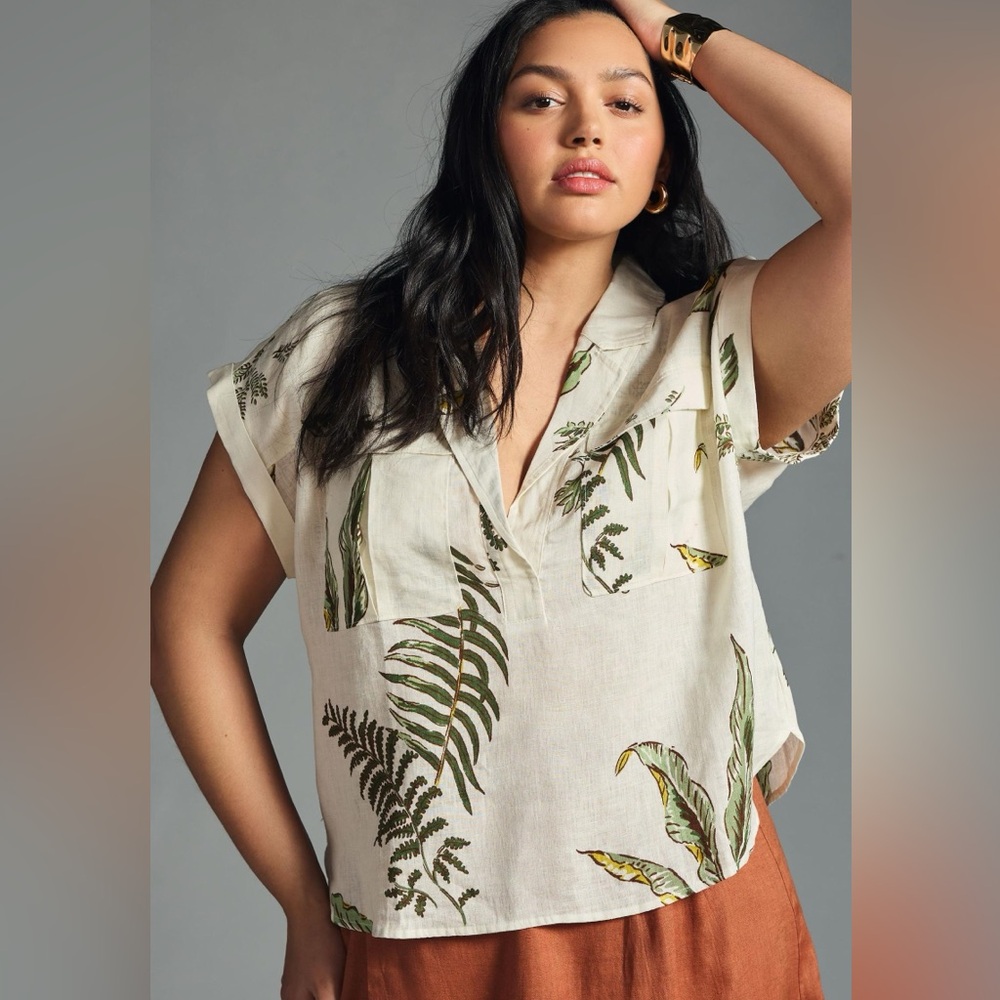 Anthropologie Linen Utility Shirt